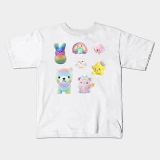 Dreamy Rainbow Kawaii Plushies Sticker Pack Kids T-Shirt